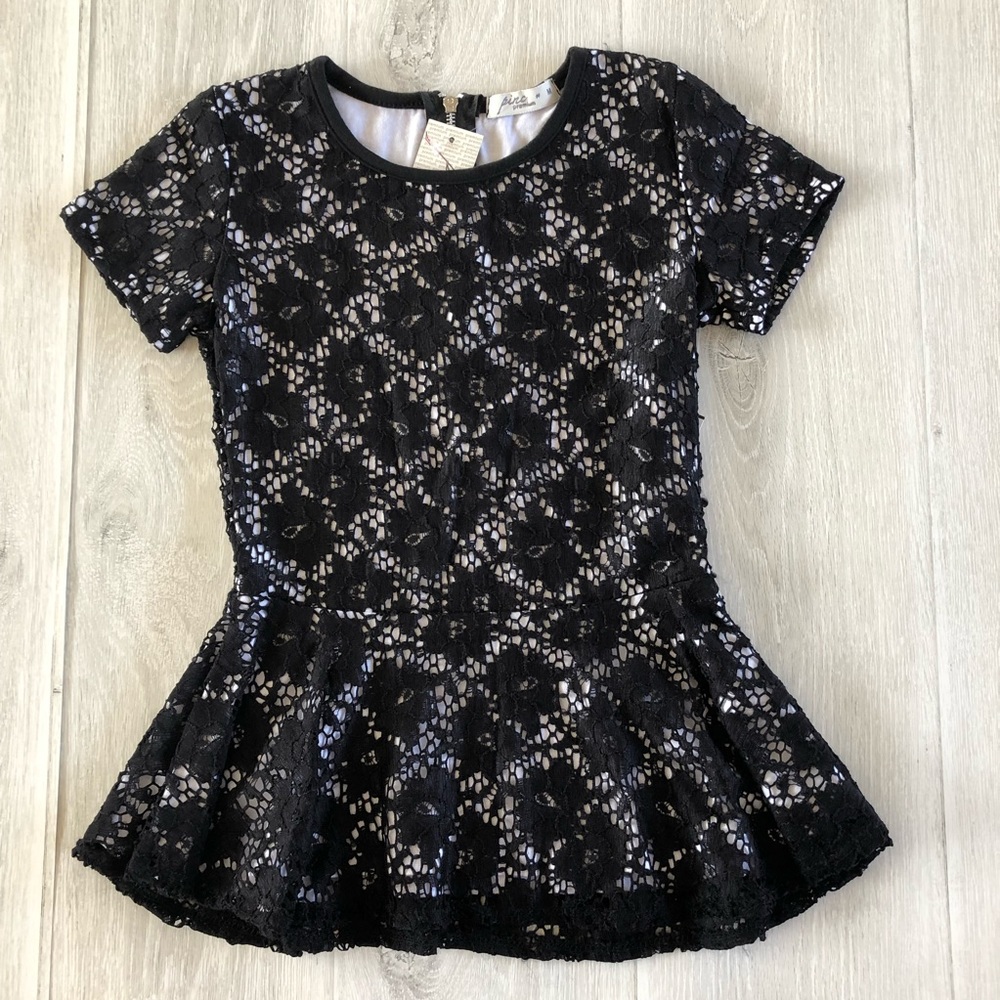 Pinc Premium Black Lace Peplum Top